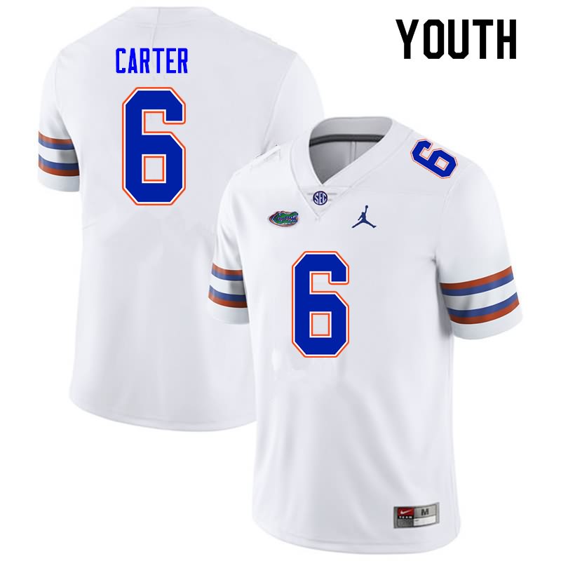 NCAA Florida Gators Zachary Carter Youth #6 Nike White Stitched Authentic College Football Jersey NEP2064YK